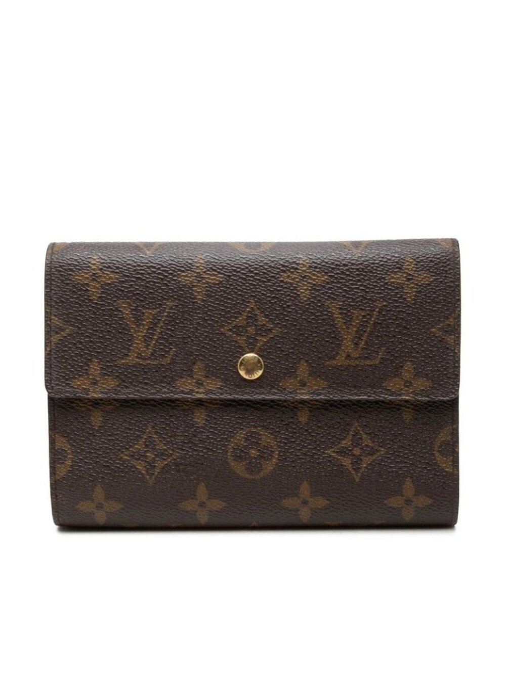 Louis Vuitton Monogram Porte Tresor Etui Papi Bifold Wallet Brown Leather